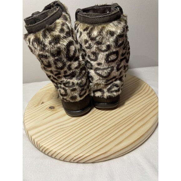 Cheeks by Tony Little Designs W’s Leather Boots, Removable Animal Print Cuff S-8 - Picture 4 of 10
